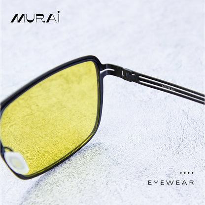 MURAI Merek Jepang Kacamata Hitam Sunglasses Pria Wanita Aviation HD Polarized Anti Silau Cahaya Matahari Ringan Nyaman Seharian kacamata yang pakai di malam lTerbaru – Fashion Mewah 5024 - M02 Yellow（night Visio）