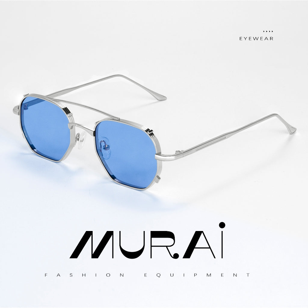 MURAI Merek Jepang Kacamata Hitam Sunglasses Wanita Terbaru Kacamata Photochromic sunglasses Ringan Nyaman Seharian Polarized Anti Silau Fashion Pria Wanita Unisex Metal frame Terbaru – Fashion Mewah 2287 - 2 Blue（ photochromic）