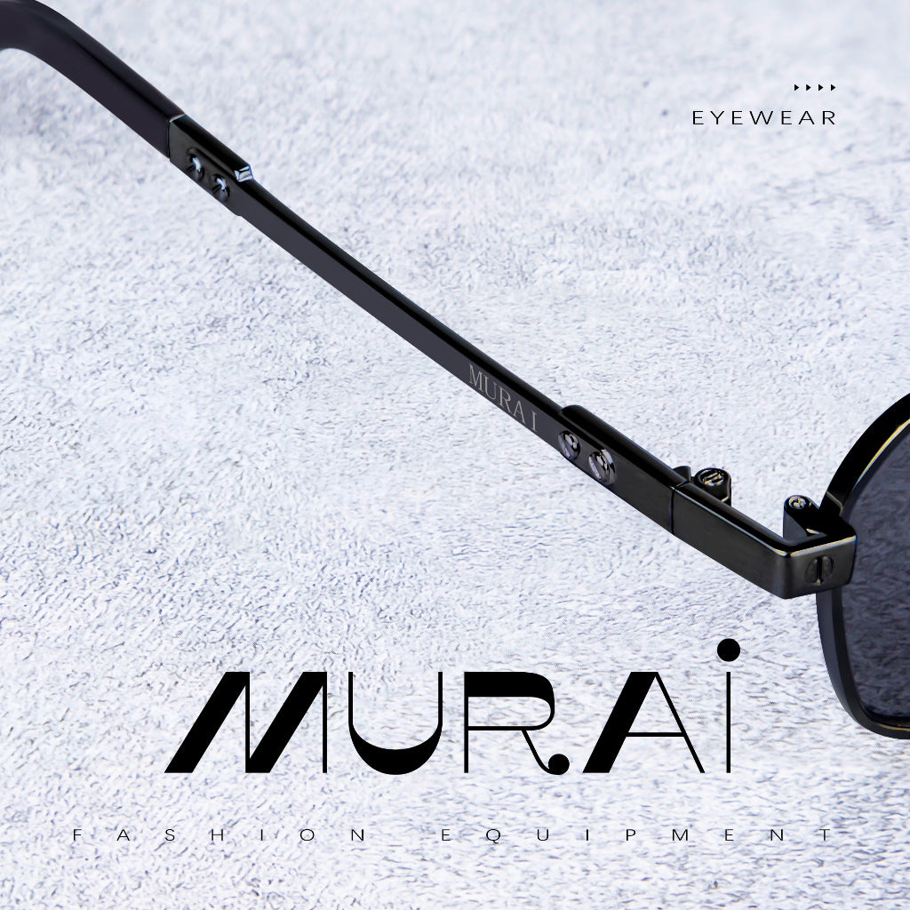 MURAI Merek Jepang Kacamata Hitam Polarized Anti Silau Fashion Pria Wanita Unisex SQUARE FRAME Kacamata Hitam Pria Wanita Terbaru – Fashion Mewah MR7605 - 1 Black