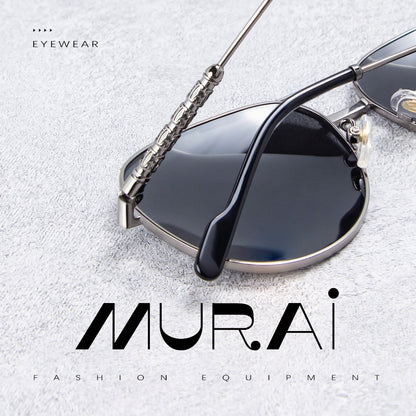 MURAI Merek Jepang Kacamata Hitam Pria Wanita Aviation HD Polarized Anti Silau Cahaya Matahari Aviators Kacamata Hitam Pria Wanita Terbaru – Fashion Mewah MR7602 - 1 Grey