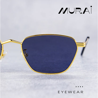 MURAI Merek Jepang Kacamata Hitam Sunglasses Polarized Anti Silau Fashion Wanita Unisex Unisex Wanita anti radiasi high quality material Wanita Terbaru Kacamata MR7608 - 3 Gold - Blue lenses
