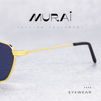 MURAI Merek Jepang Kacamata Hitam Sunglasses Polarized Anti Silau Fashion Wanita Unisex Unisex Wanita anti radiasi high quality material Wanita Terbaru Kacamata MR7608 - 3 Gold - Blue lenses