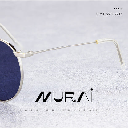 MURAI Merek Jepang Kacamata Hitam Unisex Wanita anti radiasi high quality material Wanita Aviation HD Polarized Anti Silau Cahaya Matahari Wanita Terbaru Kacamata Ringan Nyaman Seharian MR7609 - 3 Blue