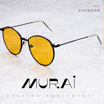 MURAI Merek Jepang Kacamata Hitam Unisex Wanita anti radiasi high quality material Wanita Aviation HD Polarized Anti Silau Cahaya Matahari Wanita Terbaru Kacamata Ringan Nyaman Seharian MR7609 - 2 Yellow（night Visio）kacamata yang pakai di malam