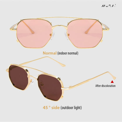 MURAI Merek Jepang Kacamata Hitam Sunglasses Wanita Terbaru Kacamata Photochromic sunglasses Ringan Nyaman Seharian Polarized Anti Silau Fashion Pria Wanita Unisex Metal frame Terbaru – Fashion Mewah 2287 - 2 Blue（ photochromic）