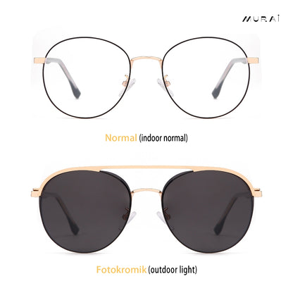 MURAI Merek Jepang Antiradiasi Blueray Free 1 Clip on Polarized Kotak Pria Frame Kacamata Bisa Minus 7007 - 1 Black - Gold colour