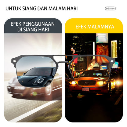 MURAI Merek Jepang Antiradiasi Blueray Free 2 Clip on Polarized Kotak Pria Frame Kacamata Bisa Minus 7041 - 2 Gun color