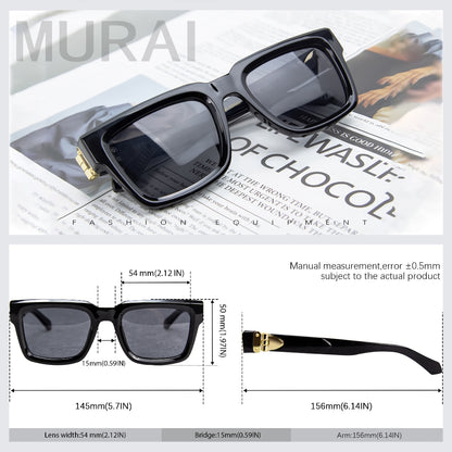 MURAI Merek Jepang Kacamata Hitam Rectangular Polarized SQUARE FRAME Sunglasses Unisex Retro Pilot Shades Driving Protection 3490 - 1