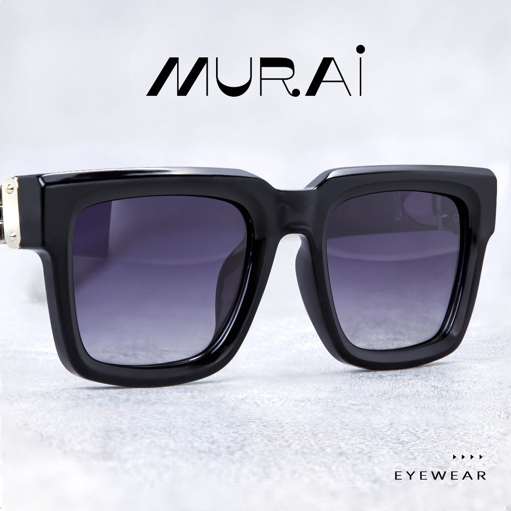 MURAI Merek Jepang Kacamata Hitam Rectangular Polarized SQUARE FRAME Sunglasses Unisex Retro Pilot Shades Driving Protection 3490 - 2