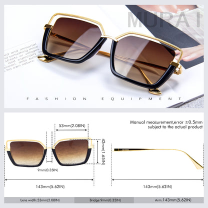 MURAI Merek Jepang Kacamata Hitam Wanita Terbaru Kacamata Wanita Aviation HD Polarized Anti Silau Cahaya Matahari MR7604 - 2 Black - Brown lenses