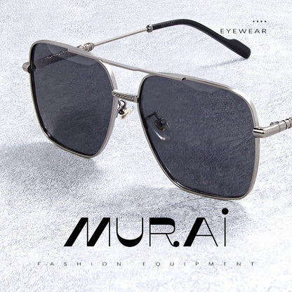 MURAI Merek Jepang Kacamata Hitam Aviator Sunglasses Unisex Polarized Driving Classic Shades - Protection with Accessories MR7601 - 1 Gunmetal Frame