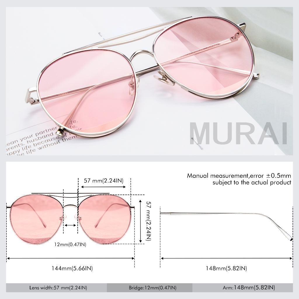 MURAI Merek Jepang Kacamata Hitam Anti Silau Sunglasses Pria Wanita Terbaru – Fashion Mewah Anti Silau Fashion Pria Wanita Unisex kacamata yang pakai di malam RM7606 - 2 Pink