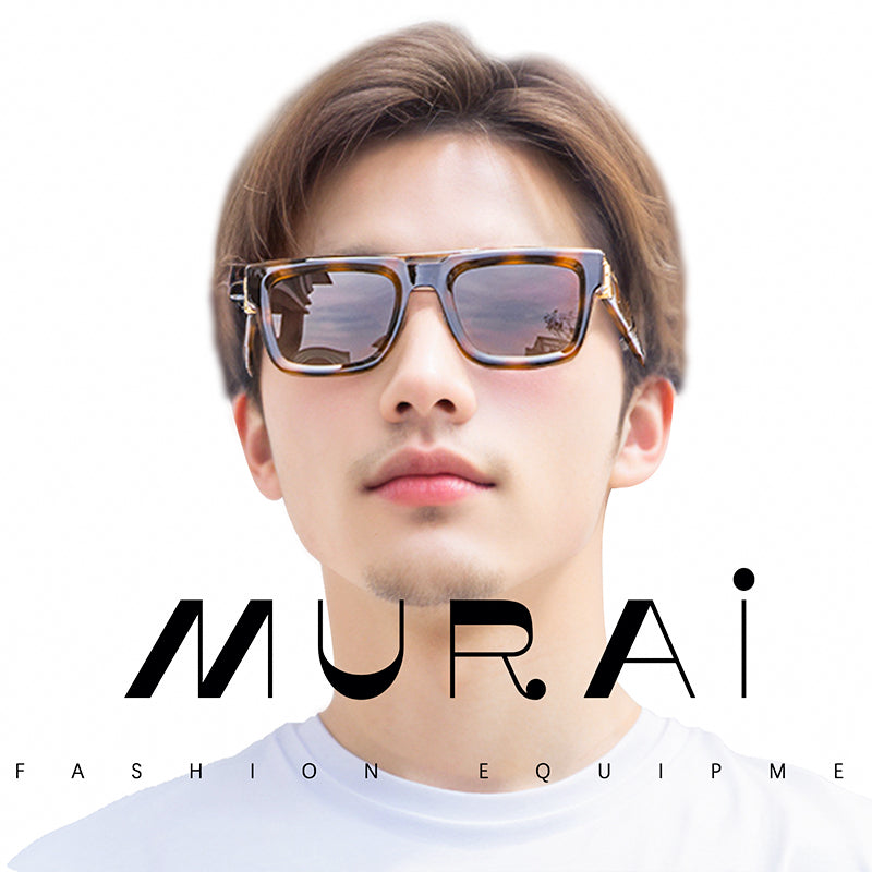 MURAI Merek Jepang Kacamata Hitam Rectangular Polarized SQUARE FRAME Sunglasses Unisex Retro Pilot Shades Driving Protection 3490 - 4