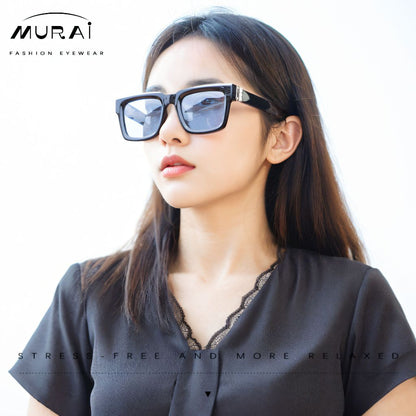 MURAI Merek Jepang Kacamata Hitam Rectangular Polarized SQUARE FRAME Sunglasses Unisex Retro Pilot Shades Driving Protection 3490 - 3