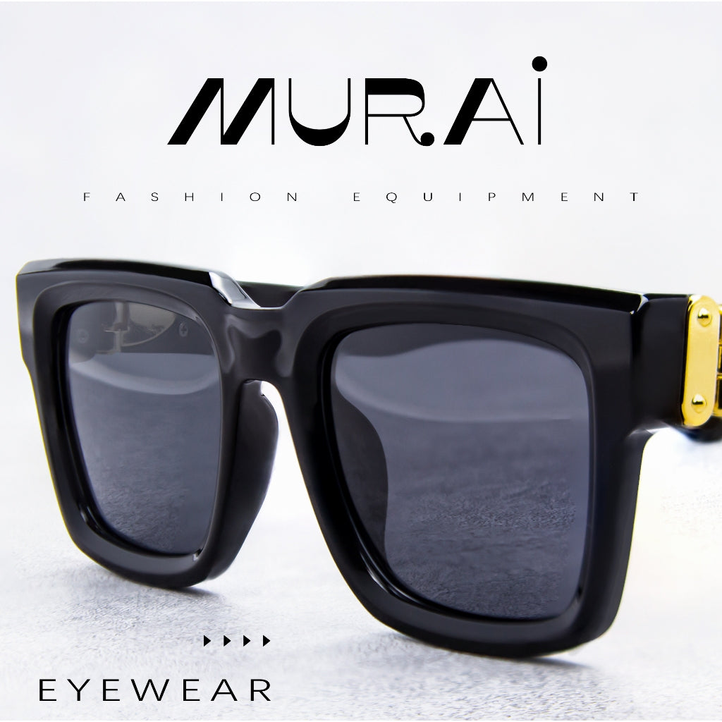 MURAI Merek Jepang Kacamata Hitam Rectangular Polarized SQUARE FRAME Sunglasses Unisex Retro Pilot Shades Driving Protection 3490 - 1