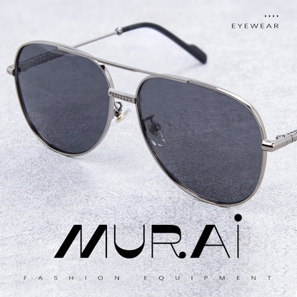 MURAI Merek Jepang Kacamata Hitam Pria Wanita Aviation HD Polarized Anti Silau Cahaya Matahari Aviators Kacamata Hitam Pria Wanita Terbaru – Fashion Mewah MR7602 - 1 Grey