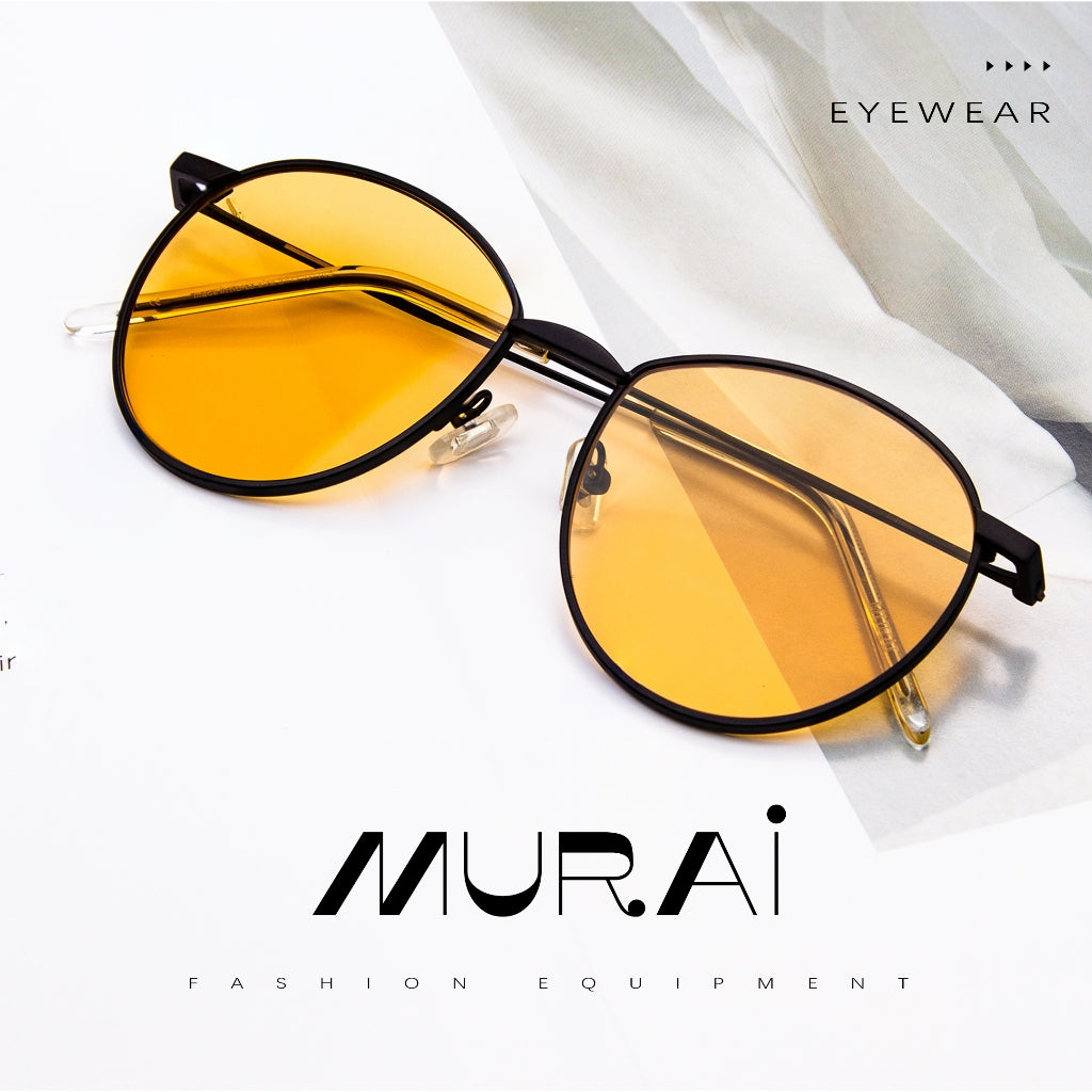 MURAI Merek Jepang Kacamata Hitam Unisex Wanita anti radiasi high quality material Wanita Aviation HD Polarized Anti Silau Cahaya Matahari Wanita Terbaru Kacamata Ringan Nyaman Seharian MR7609 - 2 Yellow（night Visio）kacamata yang pakai di malam