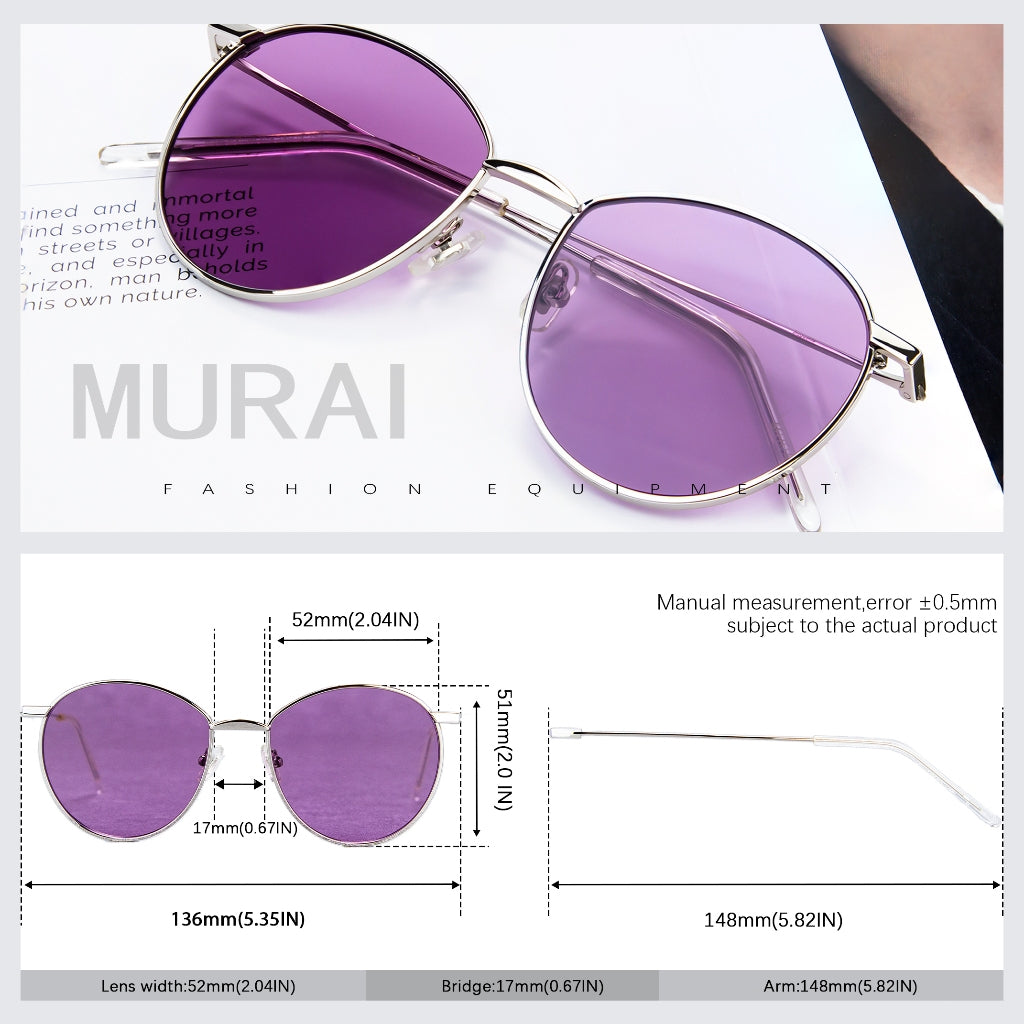 MURAI Merek Jepang Kacamata Hitam Unisex Wanita anti radiasi high quality material Wanita Aviation HD Polarized Anti Silau Cahaya Matahari Wanita Terbaru Kacamata Ringan Nyaman Seharian MR7609 - 1 Purple