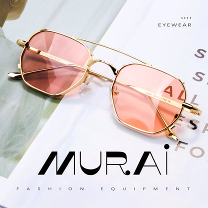 MURAI Merek Jepang Kacamata Hitam Sunglasses Wanita Terbaru Kacamata Ringan Nyaman Seharian Photochromic sunglasses Polarized Anti Silau Fashion Pria Wanita Unisex Metal frame Terbaru – Fashion Mewah 2287 - 3 Pink（ photochromic）