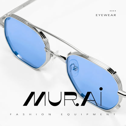 MURAI Merek Jepang Kacamata Hitam Sunglasses Wanita Terbaru Kacamata Photochromic sunglasses Ringan Nyaman Seharian Polarized Anti Silau Fashion Pria Wanita Unisex Metal frame Terbaru – Fashion Mewah 2287 - 2 Blue（ photochromic）