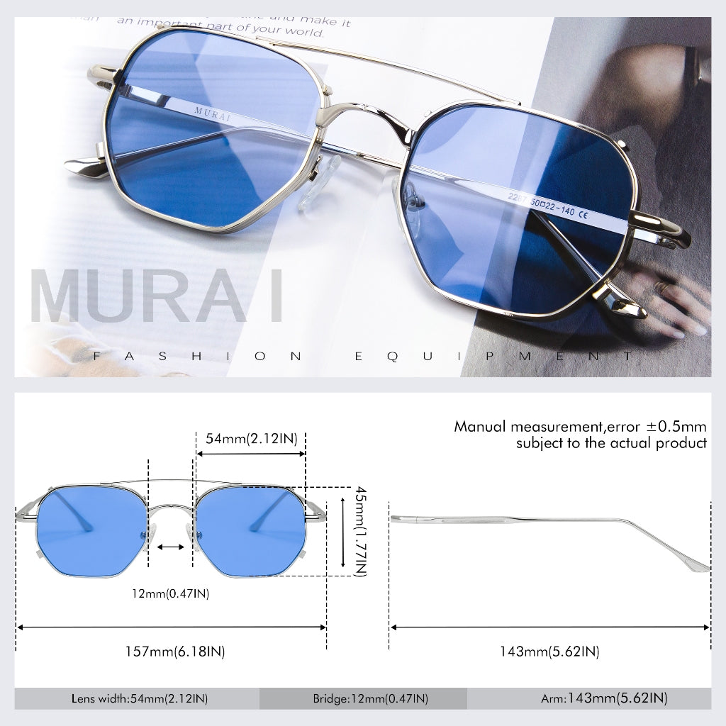 MURAI Merek Jepang Kacamata Hitam Sunglasses Wanita Terbaru Kacamata Photochromic sunglasses Ringan Nyaman Seharian Polarized Anti Silau Fashion Pria Wanita Unisex Metal frame Terbaru – Fashion Mewah 2287 - 2 Blue（ photochromic）