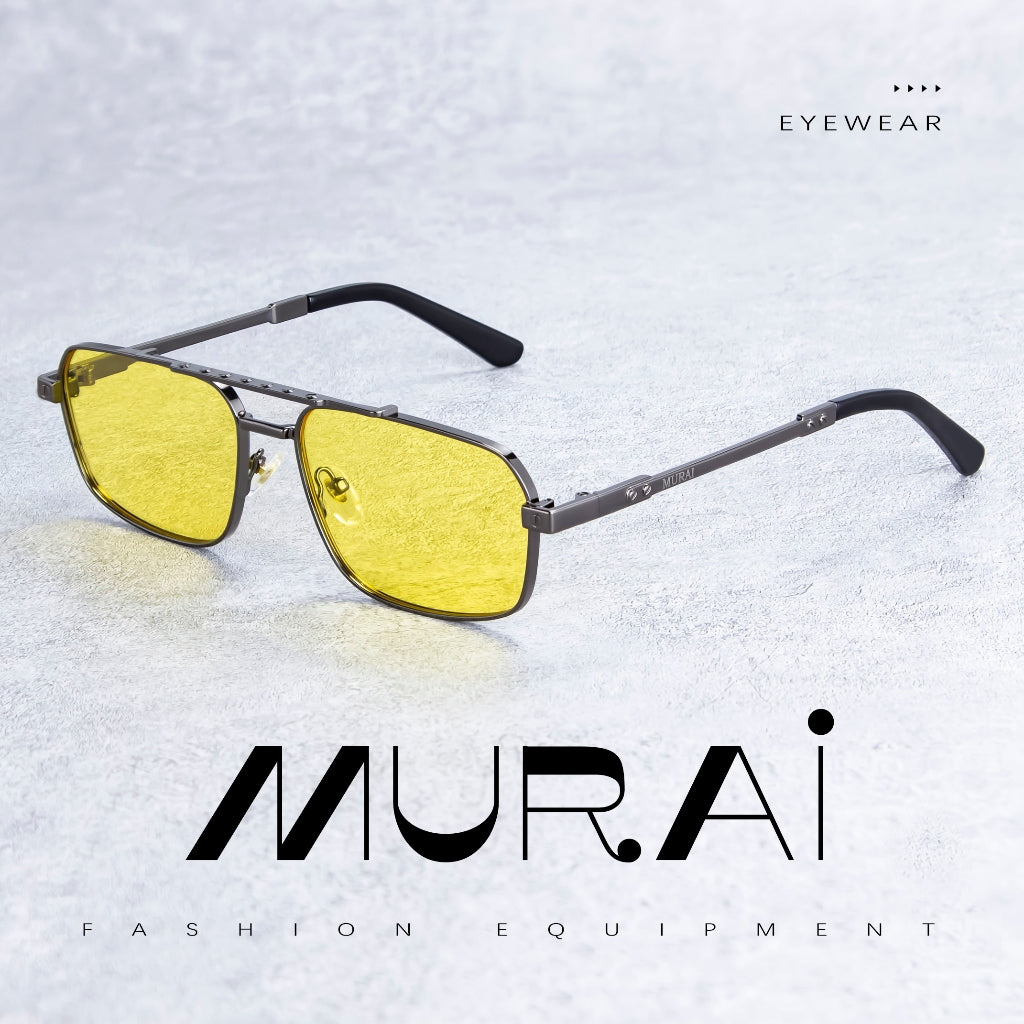 MURAI Merek Jepang Kacamata Hitam Polarized Anti Silau Fashion Pria Wanita Unisex SQUARE FRAME Kacamata Hitam Pria Wanita Terbaru – Fashion Mewah MR7605 - 2 Silver