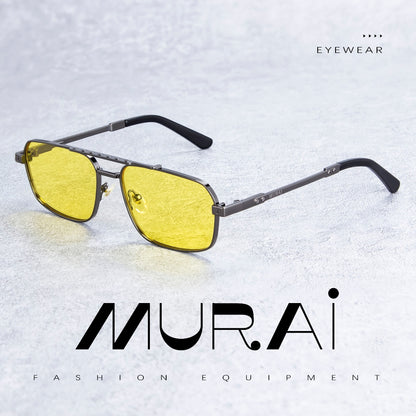 MURAI Merek Jepang Kacamata Hitam Polarized Anti Silau Fashion Pria Wanita Unisex SQUARE FRAME Kacamata Hitam Pria Wanita Terbaru – Fashion Mewah MR7605 - 3 Gold