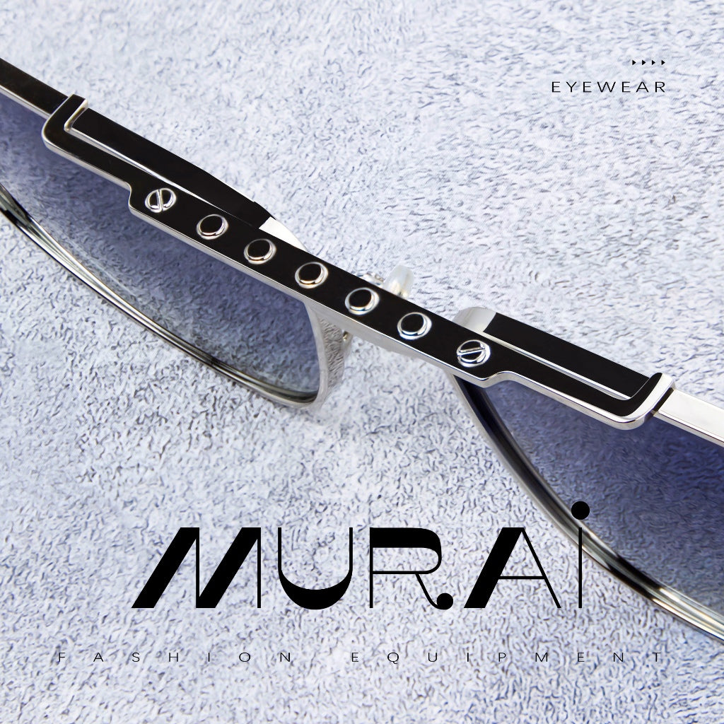 MURAI Merek Jepang Kacamata Hitam Polarized Anti Silau Fashion Pria Wanita Unisex SQUARE FRAME Kacamata Hitam Pria Wanita Terbaru – Fashion Mewah MR7605 - 2 Silver