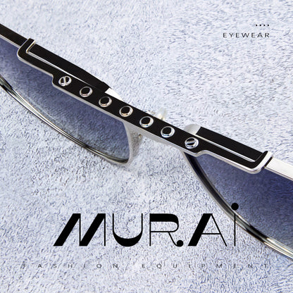 MURAI Merek Jepang Kacamata Hitam Polarized Anti Silau Fashion Pria Wanita Unisex SQUARE FRAME Kacamata Hitam Pria Wanita Terbaru – Fashion Mewah MR7605 - 2 Silver