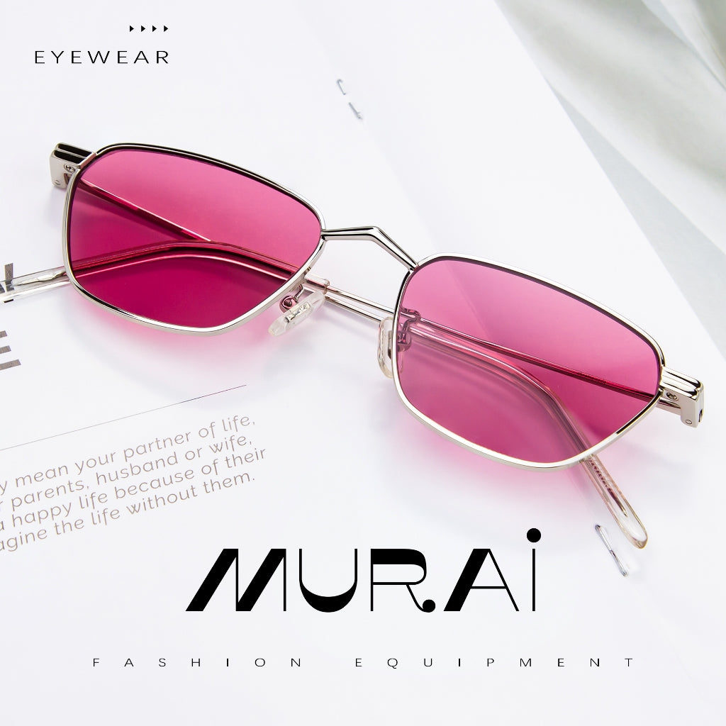 MURAI Japanese Brand Sunglasses Polarized Anti-Glare Fashion Women Unisex Unisex Women Anti-radiation High Quality Material Women Latest Glasses MR7608 - 1 Silver - Red Lenses