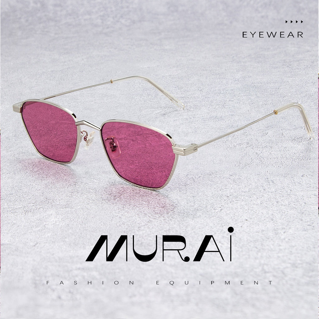 MURAI Japanese Brand Sunglasses Polarized Anti-Glare Fashion Women Unisex Unisex Women Anti-radiation High Quality Material Women Latest Glasses MR7608 - 1 Silver - Red Lenses