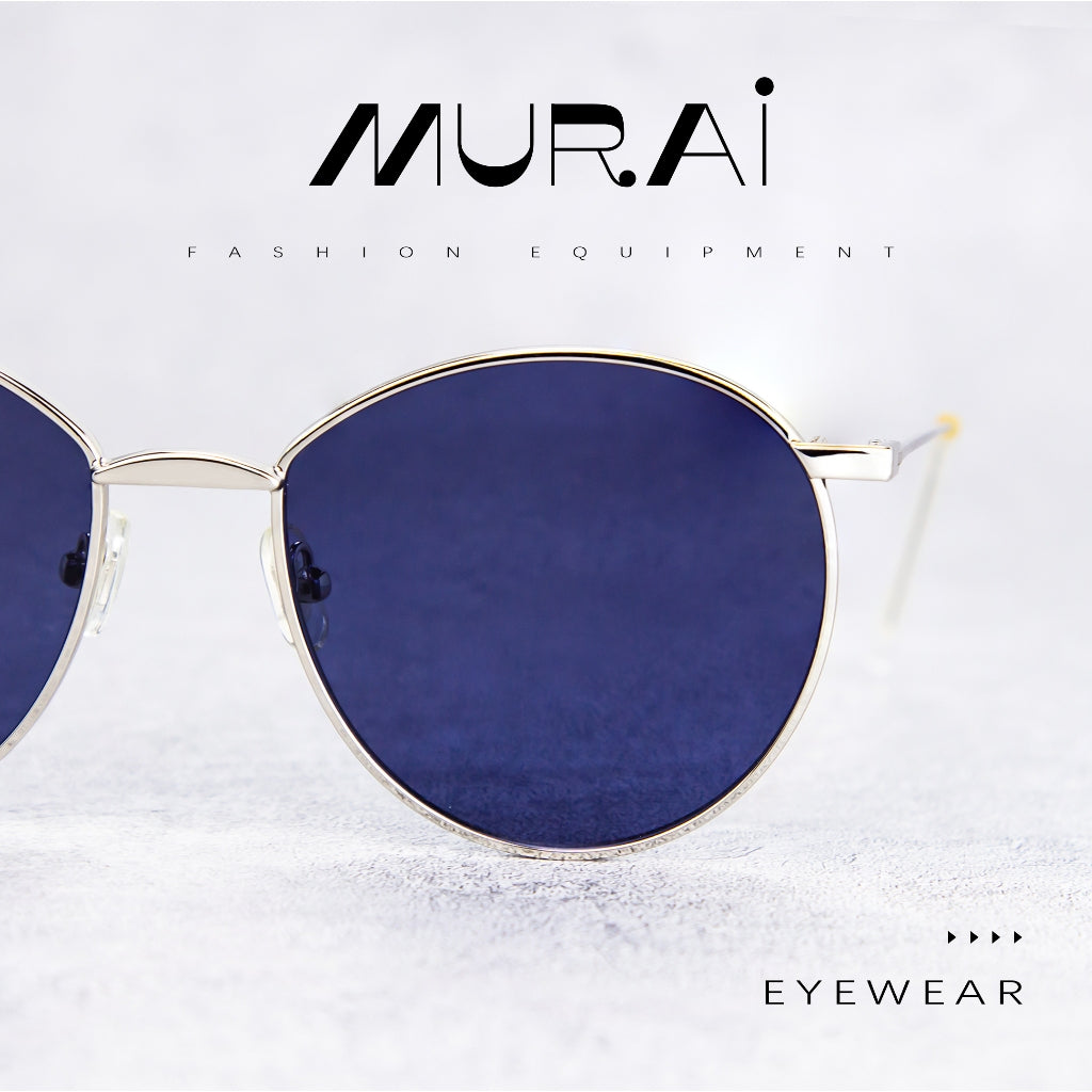 MURAI Merek Jepang Kacamata Hitam Unisex Wanita anti radiasi high quality material Wanita Aviation HD Polarized Anti Silau Cahaya Matahari Wanita Terbaru Kacamata Ringan Nyaman Seharian MR7609 - 3 Blue