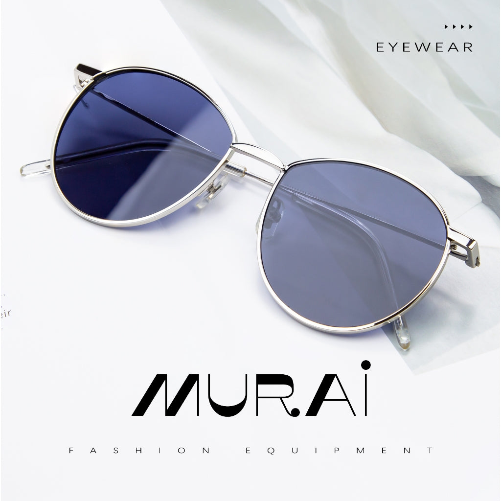MURAI Merek Jepang Kacamata Hitam Unisex Wanita anti radiasi high quality material Wanita Aviation HD Polarized Anti Silau Cahaya Matahari Wanita Terbaru Kacamata Ringan Nyaman Seharian MR7609 - 3 Blue