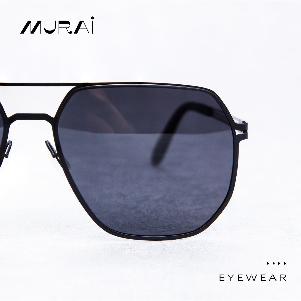 MURAI Merek Jepang Kacamata Hitam Sunglasses Polarized Anti Silau Fashion Pria Wanita Unisex Directional black sunglasses anti radiasi high quality material Terbaru – Fashion Mewah 5007 - M02 Black lenses