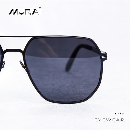 MURAI Merek Jepang Kacamata Hitam Sunglasses Polarized Anti Silau Fashion Pria Wanita Unisex Directional black sunglasses anti radiasi high quality material Terbaru – Fashion Mewah 5007 - M02 Black lenses