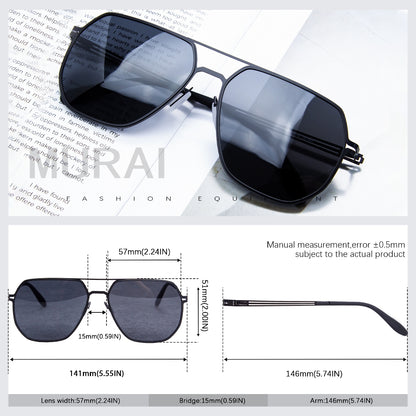 MURAI Merek Jepang Kacamata Hitam Sunglasses Polarized Anti Silau Fashion Pria Wanita Unisex Directional black sunglasses anti radiasi high quality material Terbaru – Fashion Mewah 5007 - M02 Black lenses