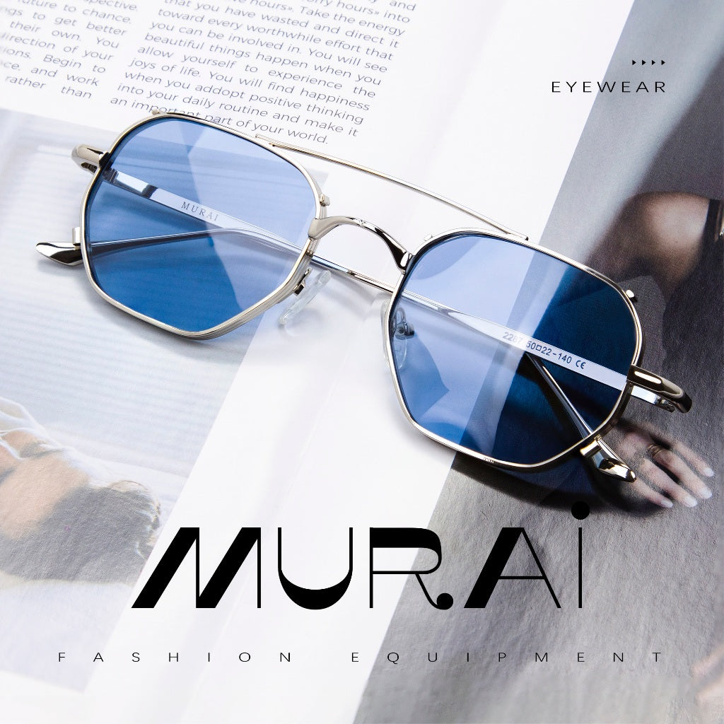 MURAI Merek Jepang Kacamata Hitam Sunglasses Wanita Terbaru Kacamata Photochromic sunglasses Ringan Nyaman Seharian Polarized Anti Silau Fashion Pria Wanita Unisex Metal frame Terbaru – Fashion Mewah 2287 - 2 Blue（ photochromic）