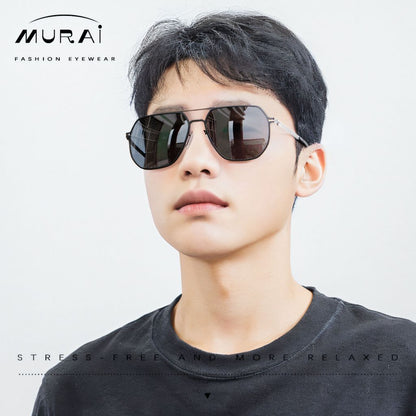 MURAI Merek Jepang Kacamata Hitam Sunglasses Polarized Anti Silau Fashion Pria Wanita Unisex Directional black sunglasses anti radiasi high quality material Terbaru – Fashion Mewah 5007 - M02 Black lenses