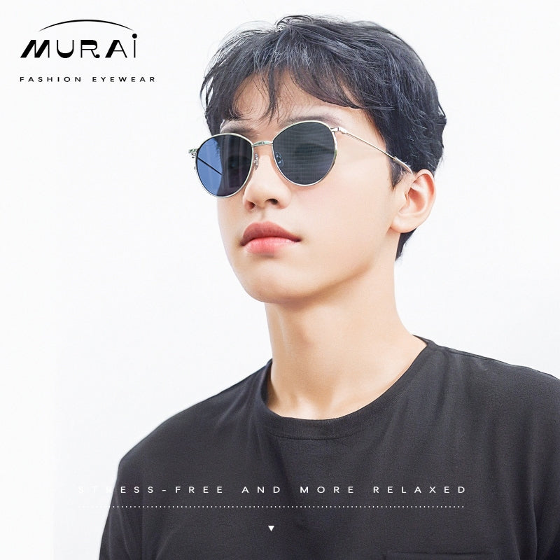 MURAI Merek Jepang Kacamata Hitam Unisex Wanita anti radiasi high quality material Wanita Aviation HD Polarized Anti Silau Cahaya Matahari Wanita Terbaru Kacamata Ringan Nyaman Seharian MR7609 - 3 Blue