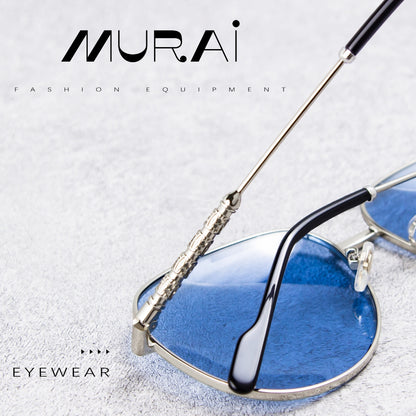 MURAI Merek Jepang Kacamata Hitam Pria Wanita Aviation HD Polarized Anti Silau Cahaya Matahari Aviators Kacamata Hitam Pria Wanita Terbaru – Fashion Mewah MR7602 - 2 Light Blue