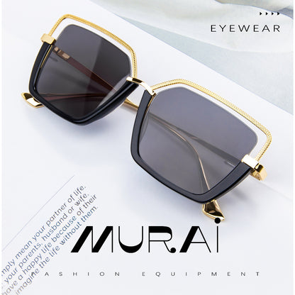 MURAI Merek Jepang Kacamata Hitam Wanita Terbaru Kacamata Wanita Aviation HD Polarized Anti Silau Cahaya Matahari MR7604 - 1 Black