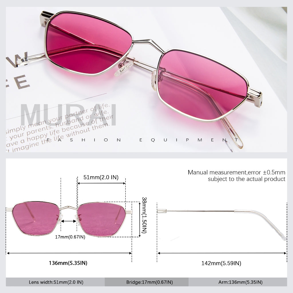 MURAI Japanese Brand Sunglasses Polarized Anti-Glare Fashion Women Unisex Unisex Women Anti-radiation High Quality Material Women Latest Glasses MR7608 - 1 Silver - Red Lenses