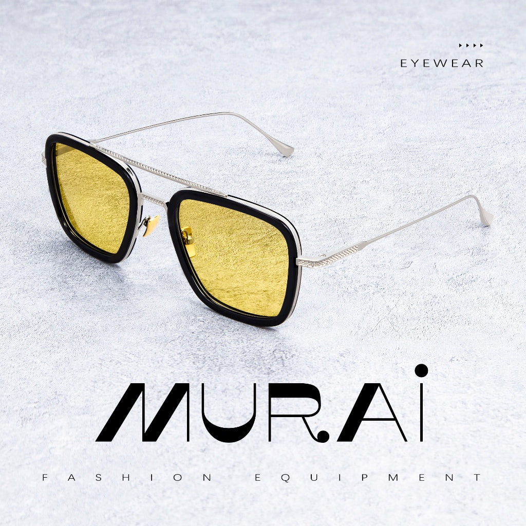 MURAI Merek Jepang Kacamata Hitam Photochromic sunglasses Polarized Anti Silau Fashion Pria Wanita UnisexUnisex Pria anti radiasi high quality material Square Fram Sunglasses Kacamata Hitam Pria Terbaru – Fashion Mewah 3501 - 5 Yellow photochromic
