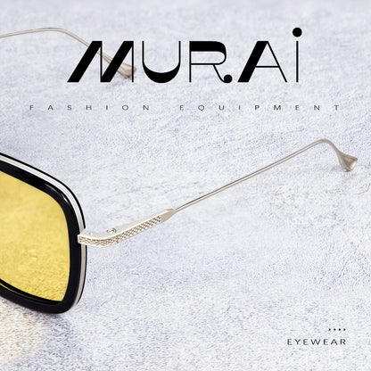MURAI Merek Jepang Kacamata Hitam Photochromic sunglasses Polarized Anti Silau Fashion Pria Wanita UnisexUnisex Pria anti radiasi high quality material Square Fram Sunglasses Kacamata Hitam Pria Terbaru – Fashion Mewah 3501 - 5 Yellow photochromic