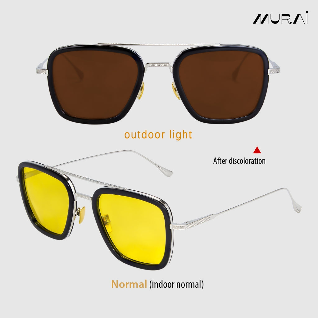 MURAI Merek Jepang Kacamata Hitam Polarized Anti Silau Fashion Pria Wanita UnisexUnisex Pria anti radiasi high quality material Square Fram Sunglasses Kacamata Hitam Pria Terbaru – Fashion Mewah 3501 - 2 Brown