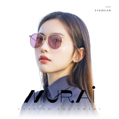 MURAI Merek Jepang Kacamata Hitam Unisex Wanita anti radiasi high quality material Wanita Aviation HD Polarized Anti Silau Cahaya Matahari Wanita Terbaru Kacamata Ringan Nyaman Seharian MR7609 - 1 Purple