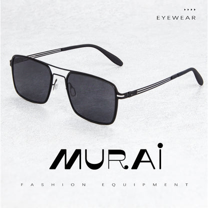 MURAI Merek Jepang Kacamata Hitam Sunglasses Polarized Anti Silau Fashion Retro Pria Wanita Unisex Directional black sunglasses anti radiasi high quality material Square frame Terbaru – Fashion Mewah 5024 - M03 Black