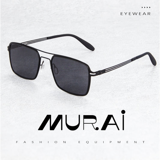 MURAI Merek Jepang Kacamata Hitam Sunglasses Polarized Anti Silau Fashion Retro Pria Wanita Unisex Directional black sunglasses anti radiasi high quality material Square frame Terbaru – Fashion Mewah 5024 - M03 Black
