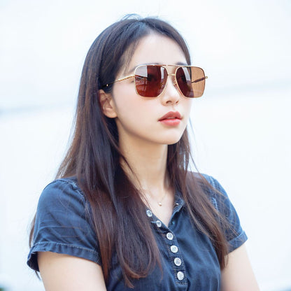 MURAI Merek Jepang Kacamata Hitam Aviator Sunglasses Unisex Polarized Driving Classic Shades - Protection with Accessories MR7601 - 3 Gold - Brown lenses