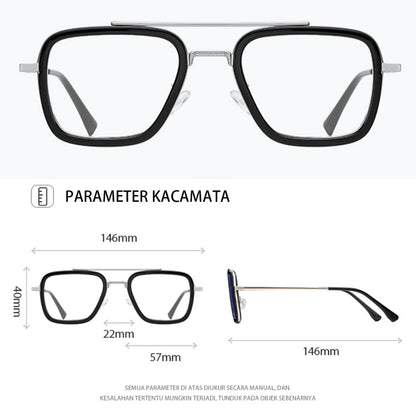 MURAI Merek Jepang Antiradiasi Blueray Free 2 Clip on Polarized Kotak Pria Frame Kacamata Bisa Minus 7701 - 1 Black - Gold colour